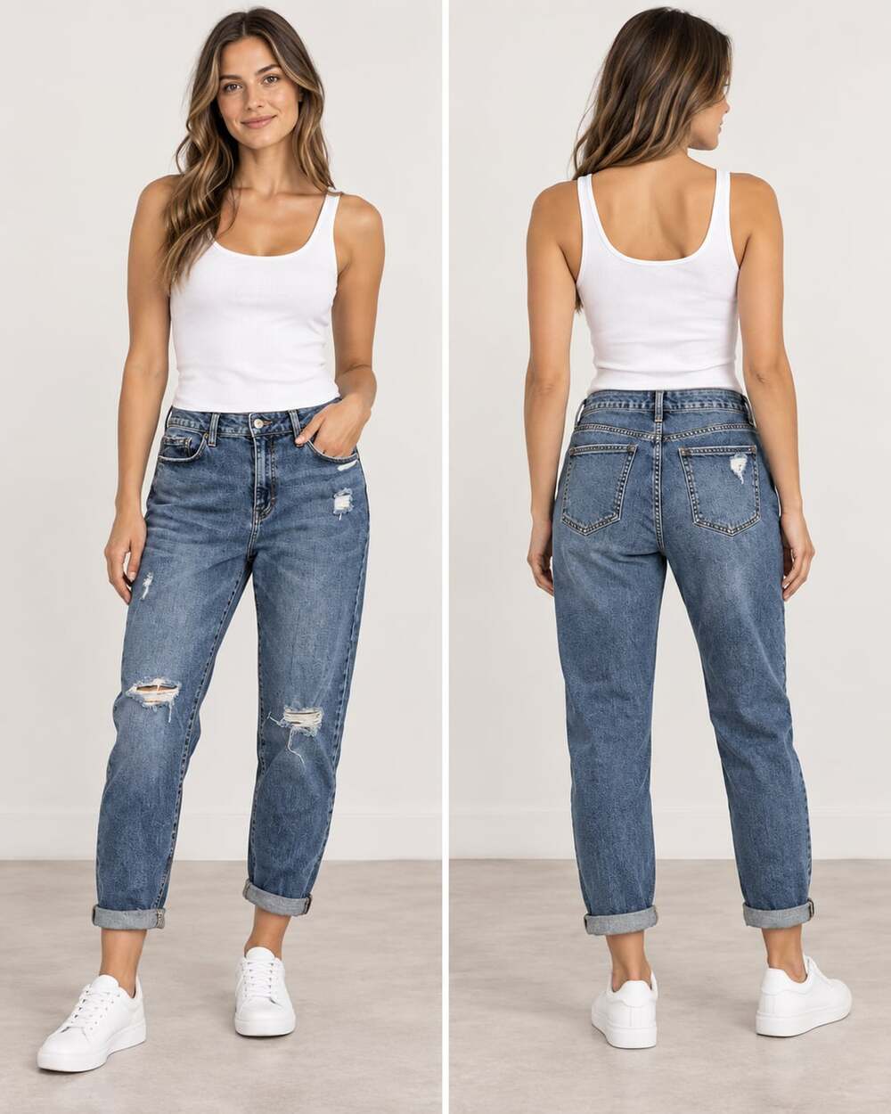 pistola Distressed Blue Boyfriend Jeans